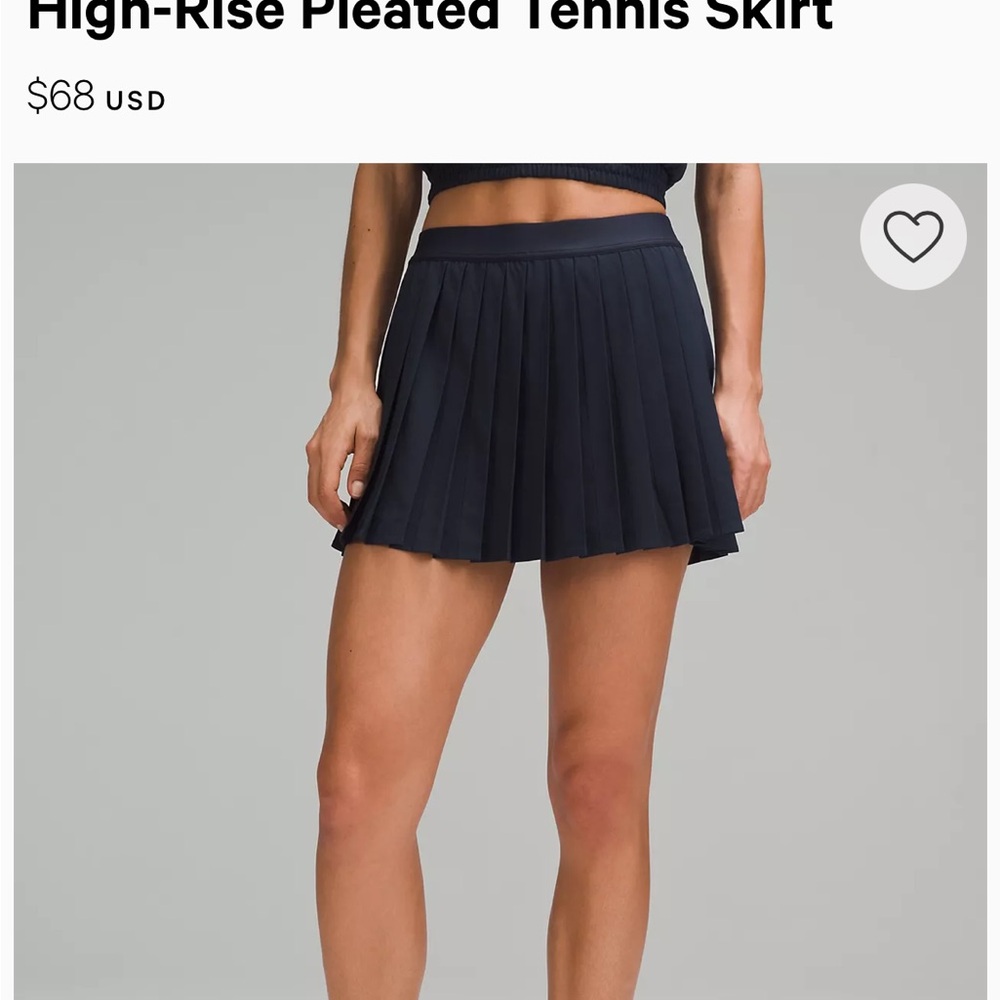 Lululemon high rise pleated skirt